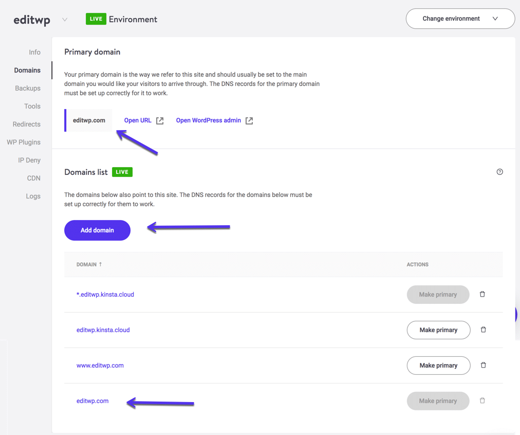 Agregar un dominio a MyKinsta