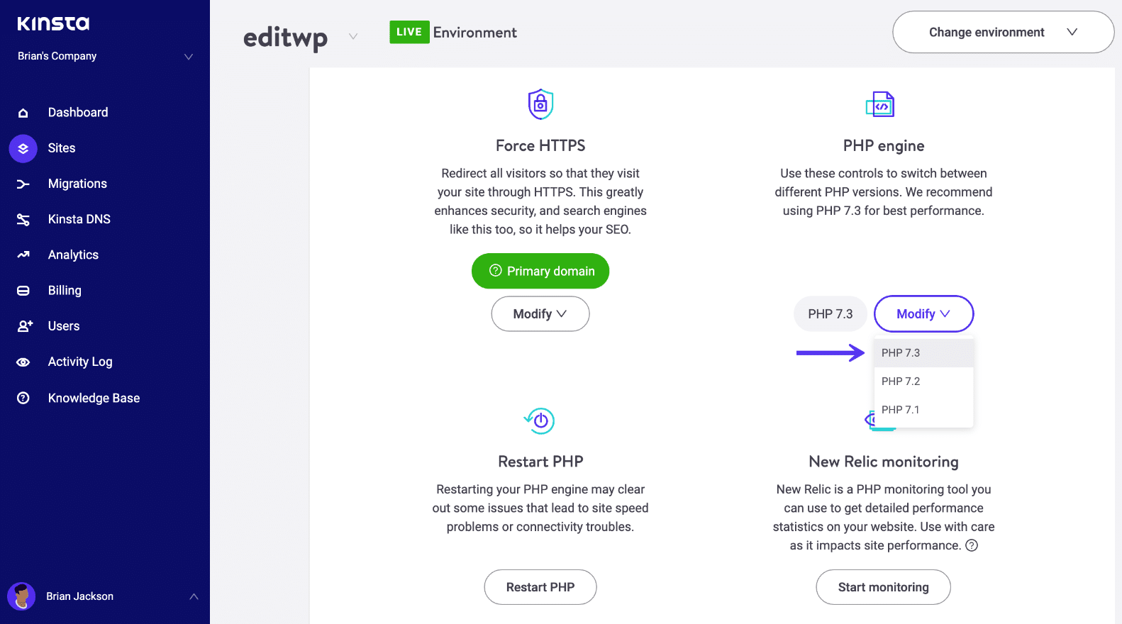 Cambio a PHP 7.3