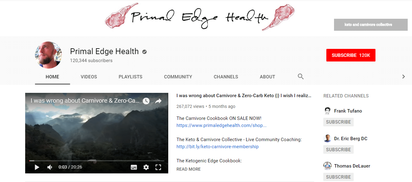 El canal de Primal Hedge Health en YouTube