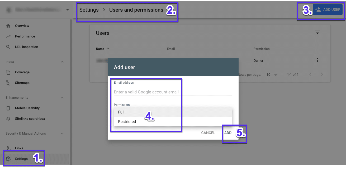 Cómo añadir usuarios a la Google Search Console