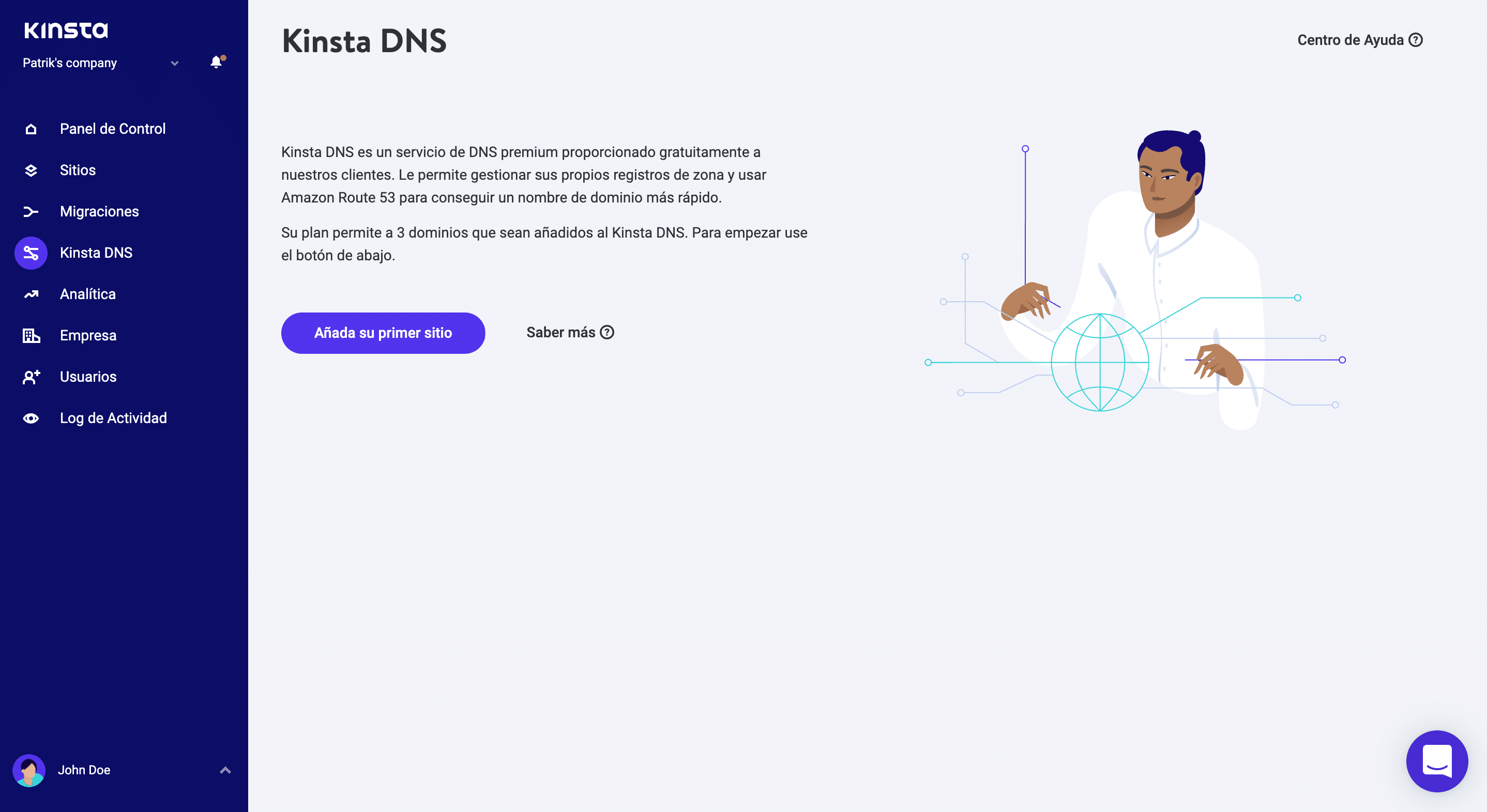 Agregue su primer registro DNS en MyKinsta