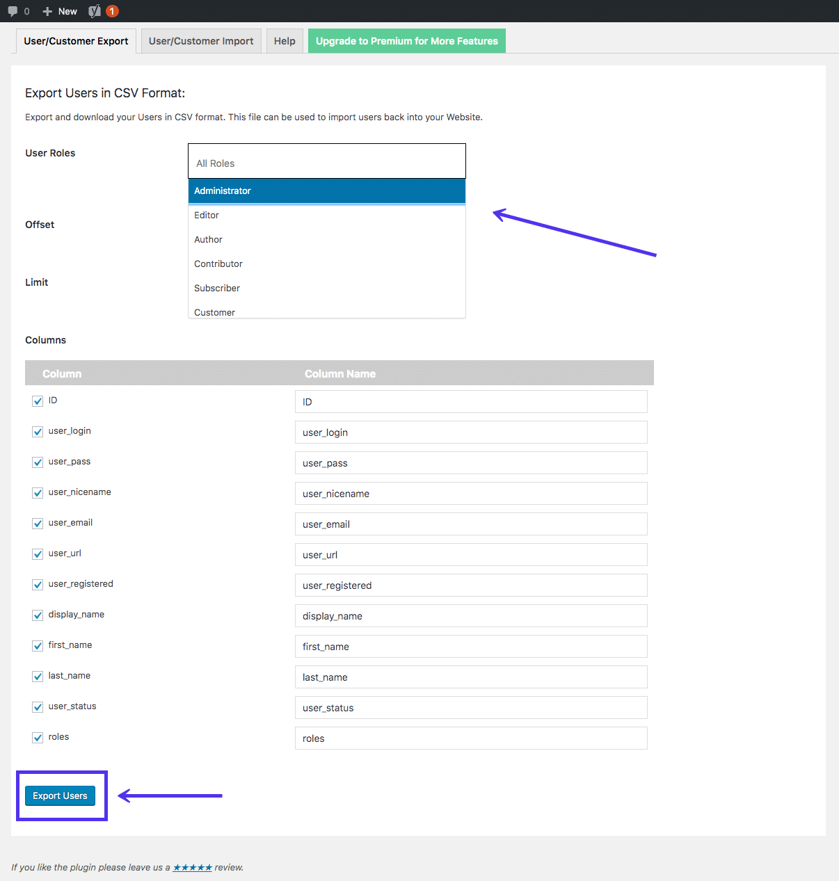 Importar Exportar WordPress Users plugin