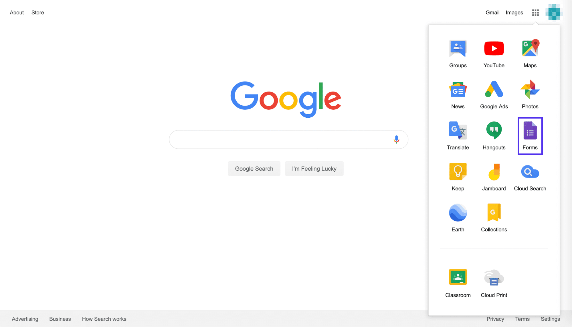 Icono de formulario de Google