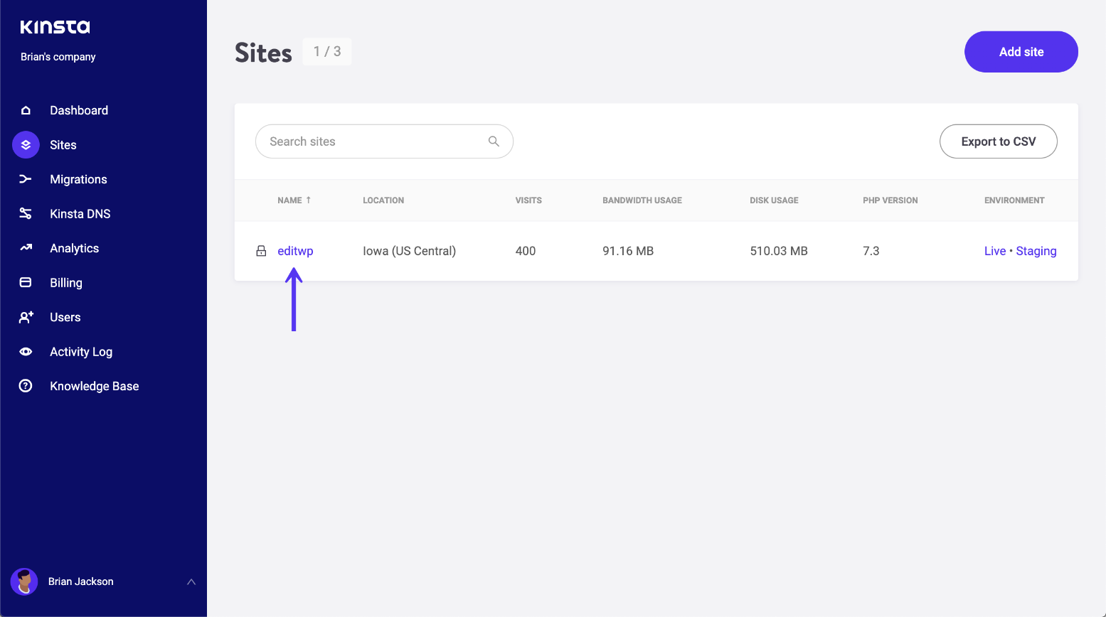 Sitio en MyKinsta