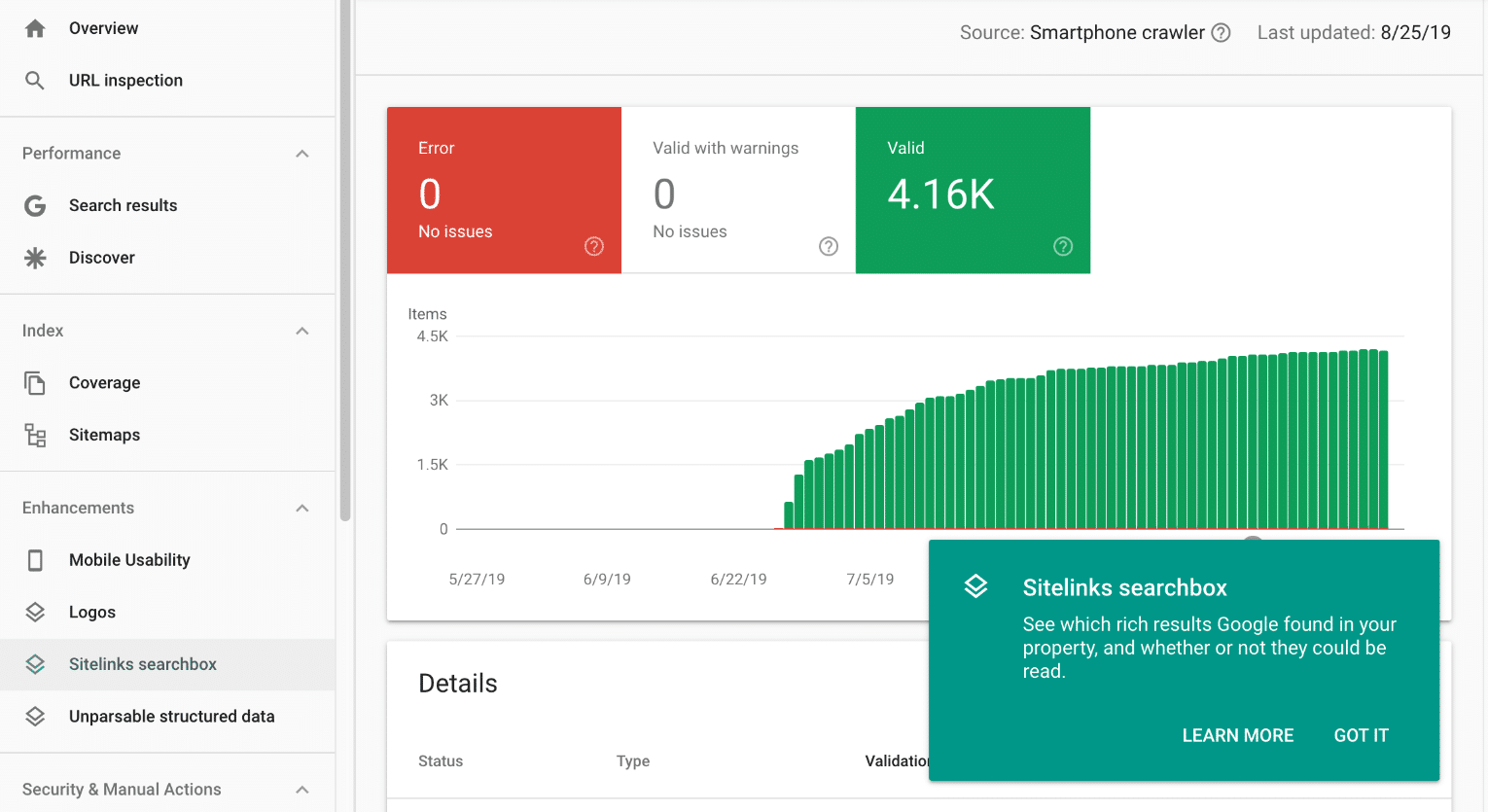 Casilla de búsqueda de Google sitelinks 