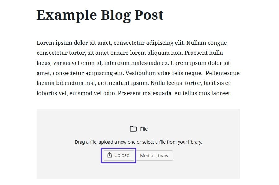 Subir archivo HTML en Gutenberg