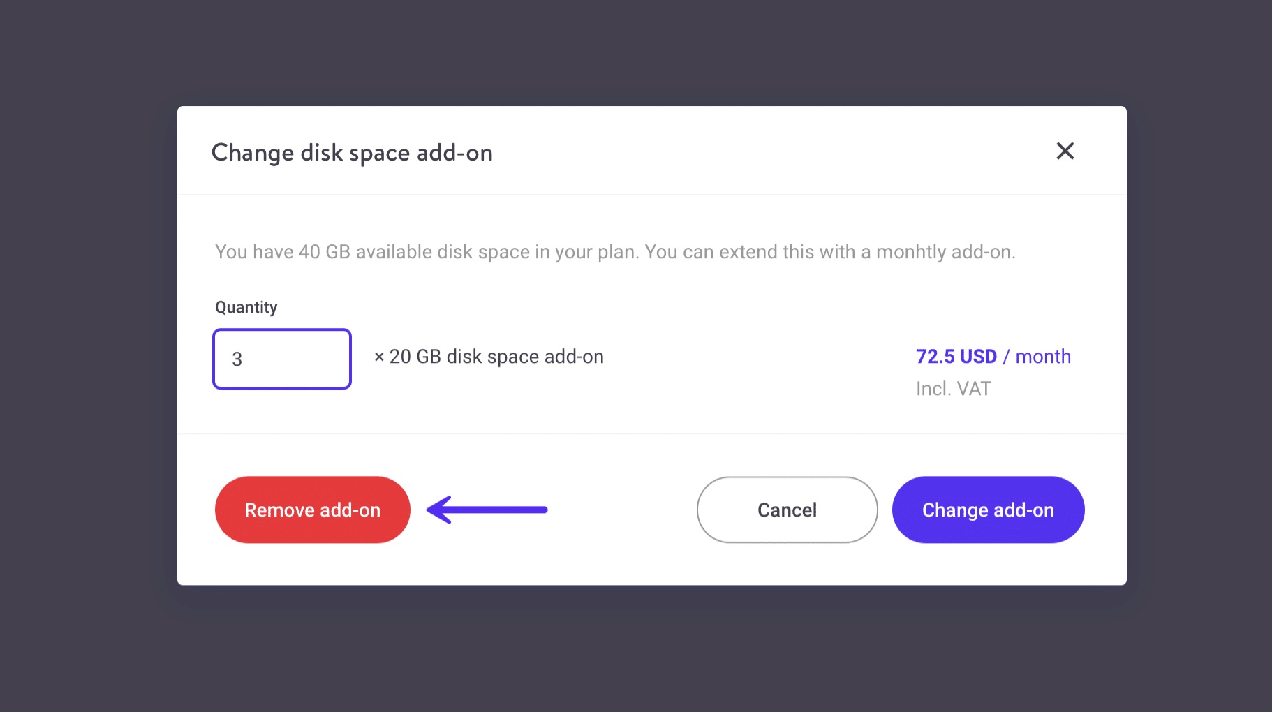 Eliminar el complemento de espacio en disco