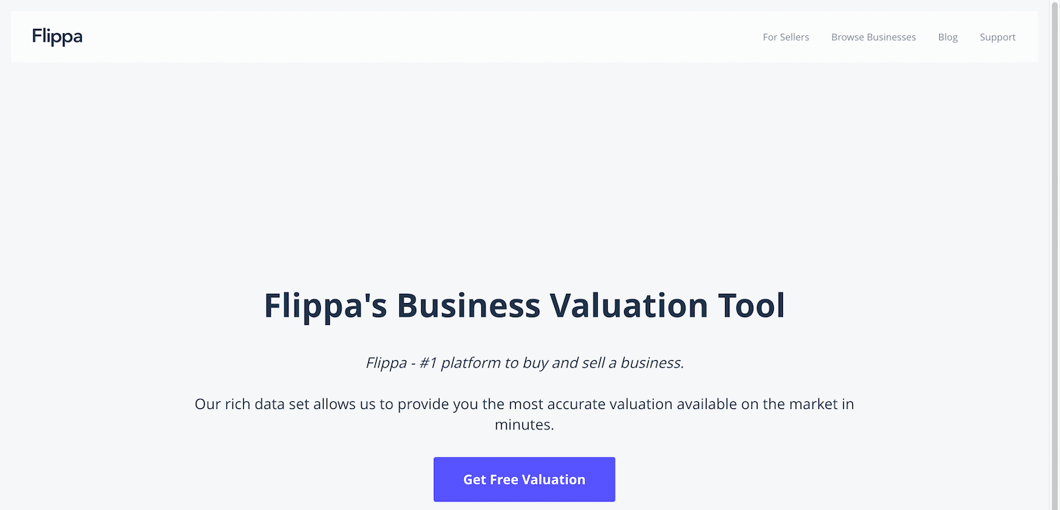 Calculadora de valor del sitio web de Flippa