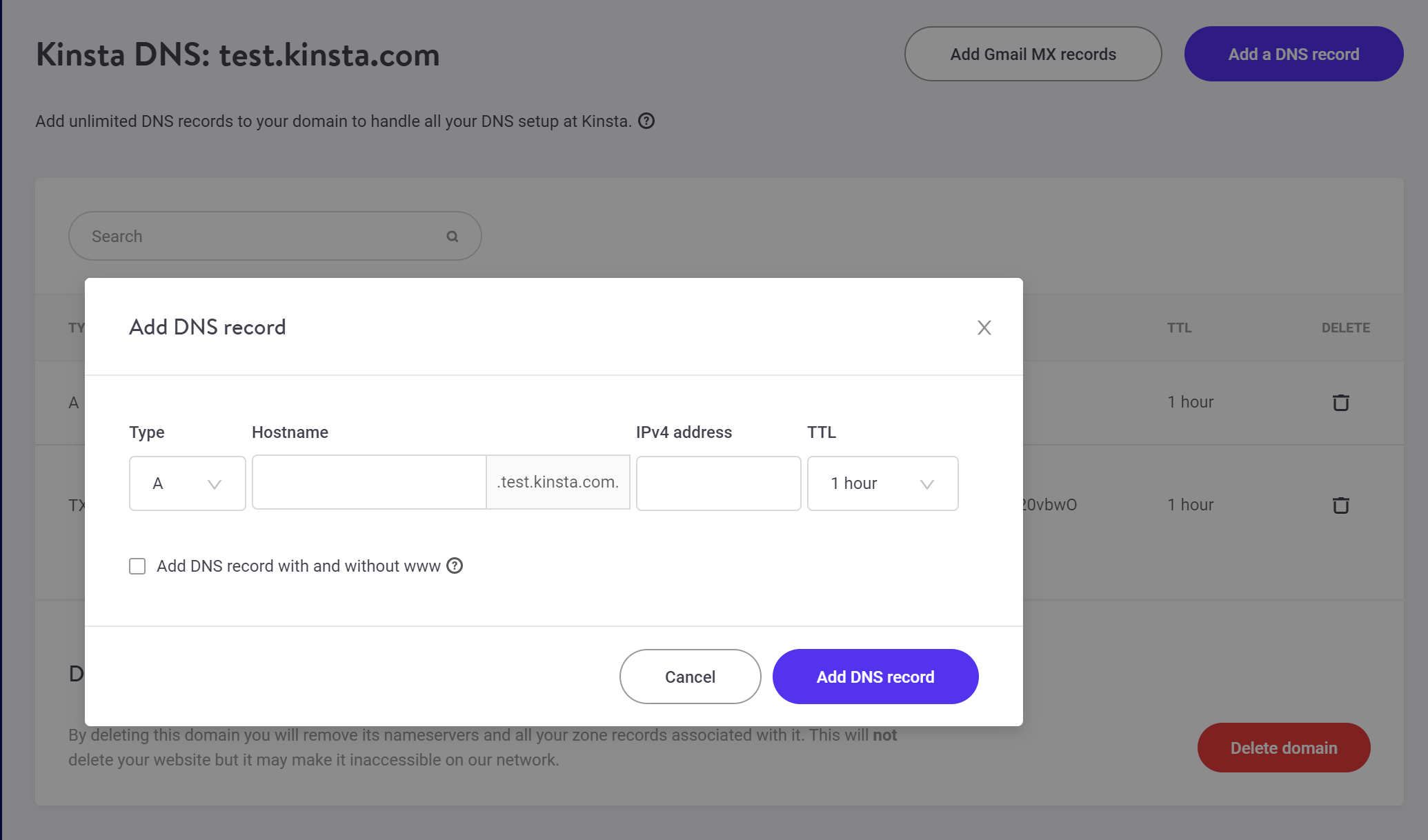 Edición de un registro DNS individual