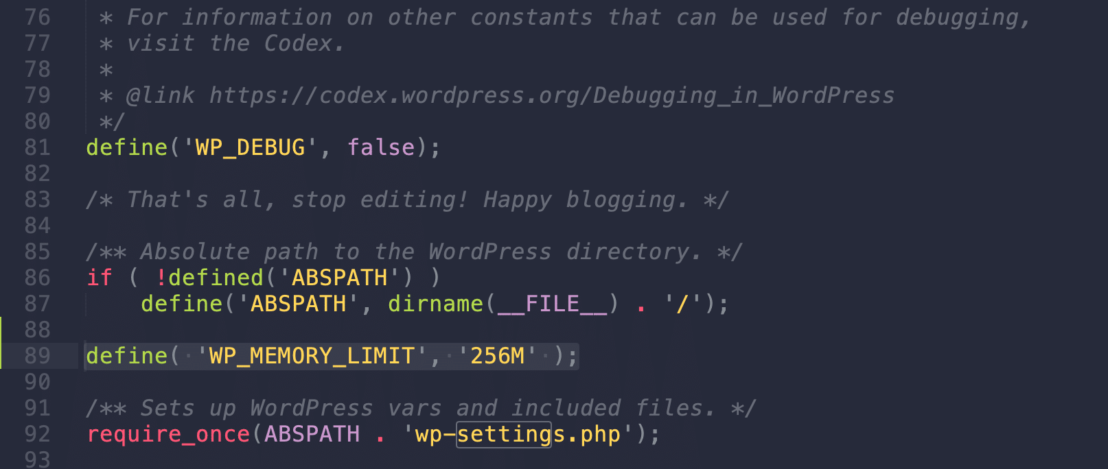 WP_MEMORY_LIMIT en wp-config.php