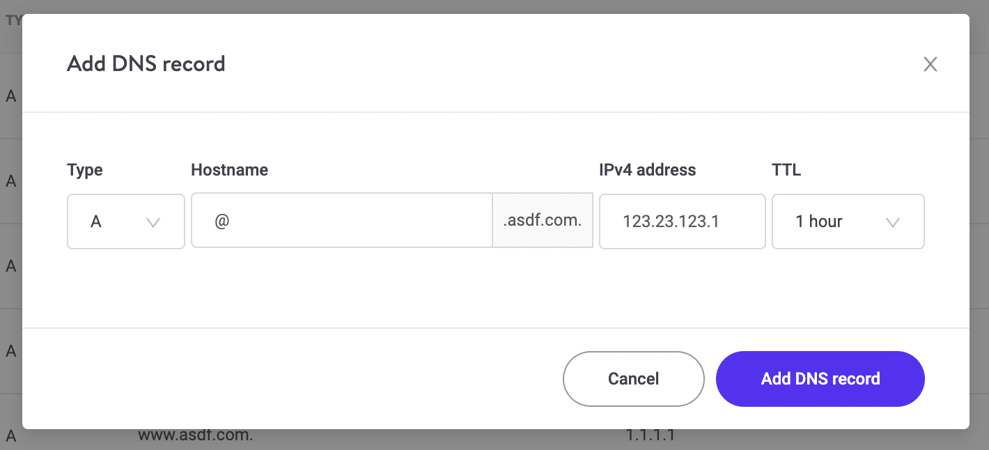 Ejemplo de DNS de Kinsta