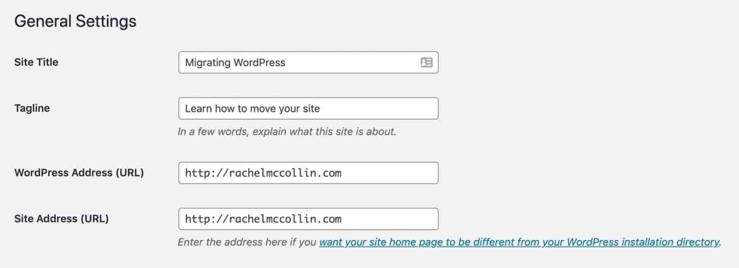 Configuración de la URL de WordPress