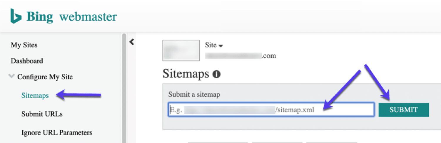 Envíe los mapas de sitio XML en las Herramientas para webmasters de Bing