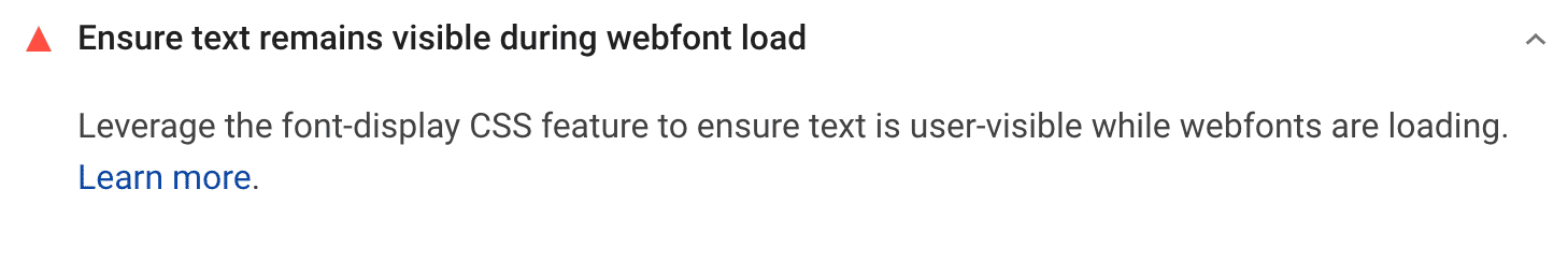 Asegúrese de que el texto permanezca visible durante la recomendación de carga de la fuente web