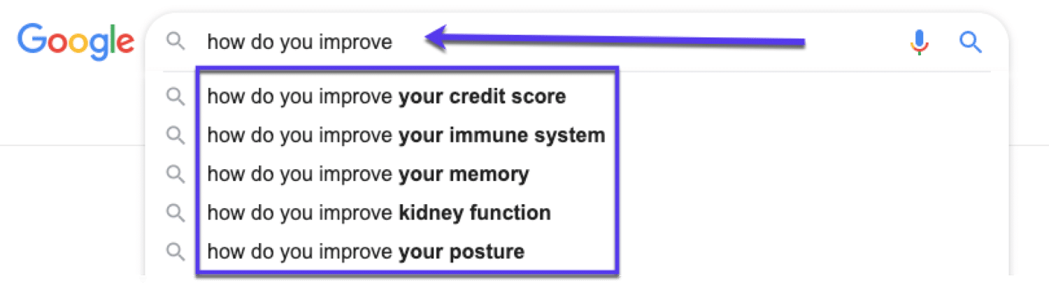 Uso del autocompletado de Google para la investigación de palabras clave