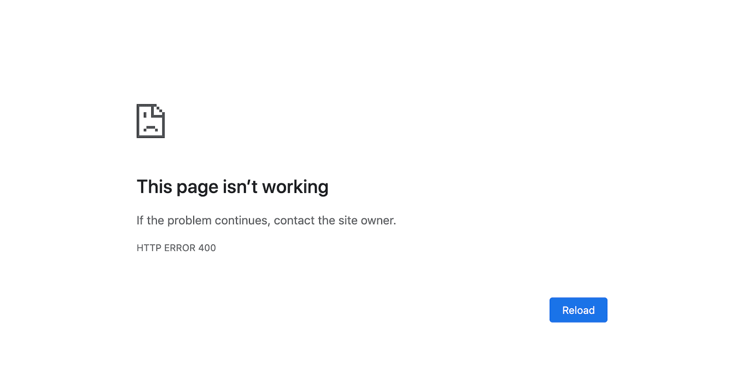 400 respuesta de error en Google Chrome