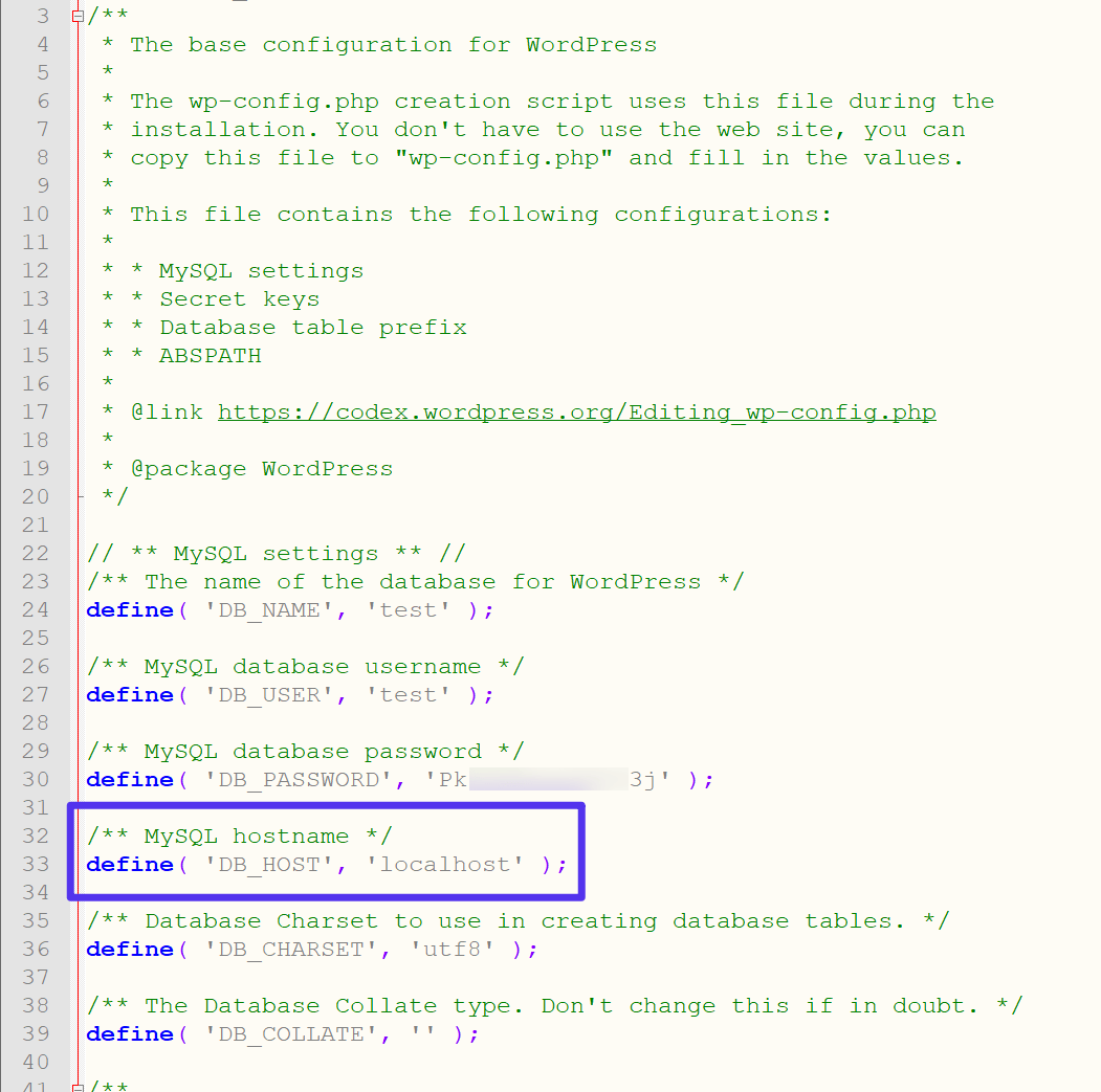 Cómo encontrar el nombre de host de MySQL en WordPress