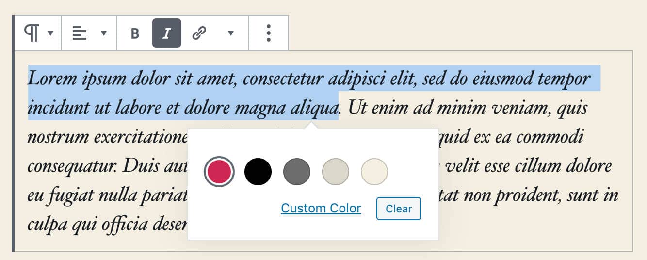 Selector de colores RichText