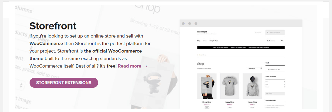 Storefront es el tema oficial de WooCommerce
