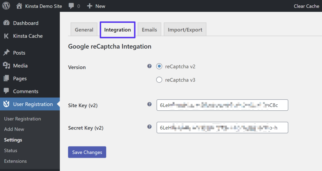 Activar reCAPTCHA en el plugin de registro de usuario