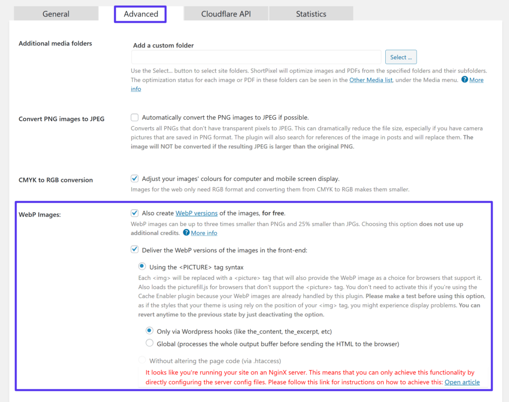 Cómo habilitar las imágenes de WordPress WebP en ShortPixel