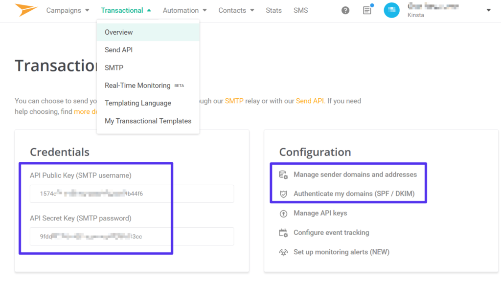 Acceso a la clave API de Mailjet