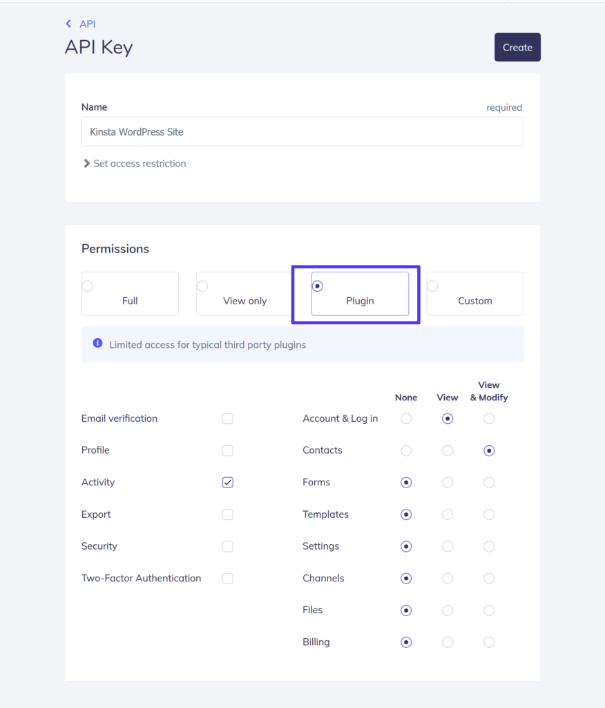 Configuración de la clave de la API