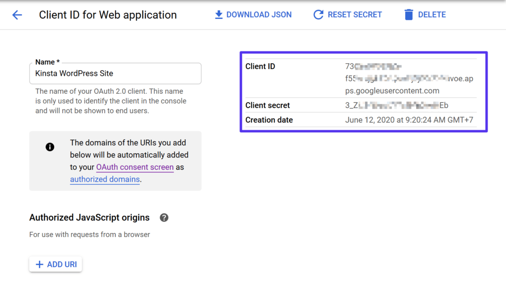 Tus identificaciones de cliente de la Gmail API