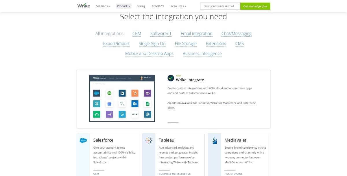 Integraciones de Wrike