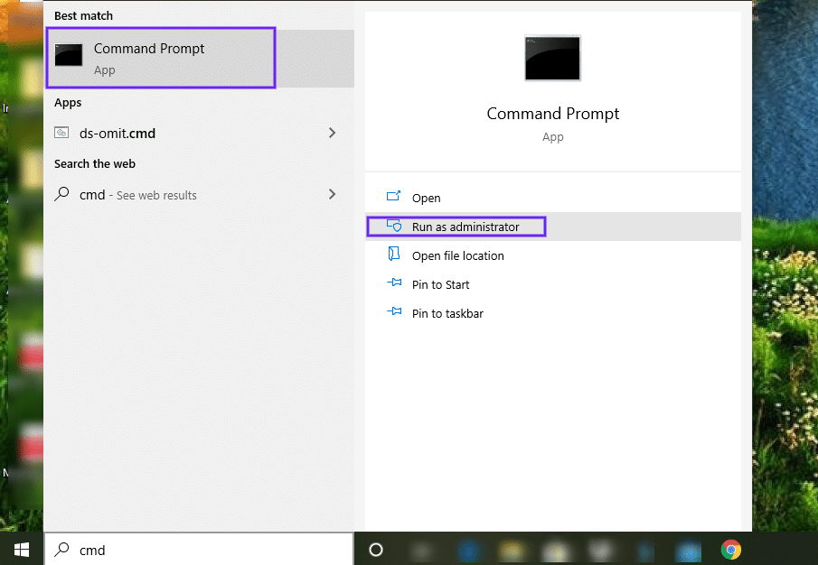 La aplicación Command Prompt en Windows