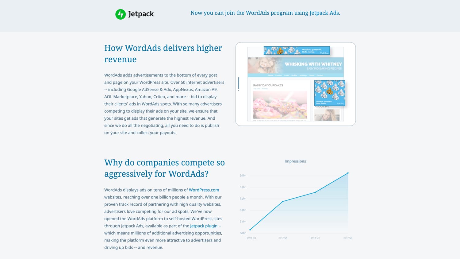 La característica de los anuncios de Jetpack está potenciada por WordAds.