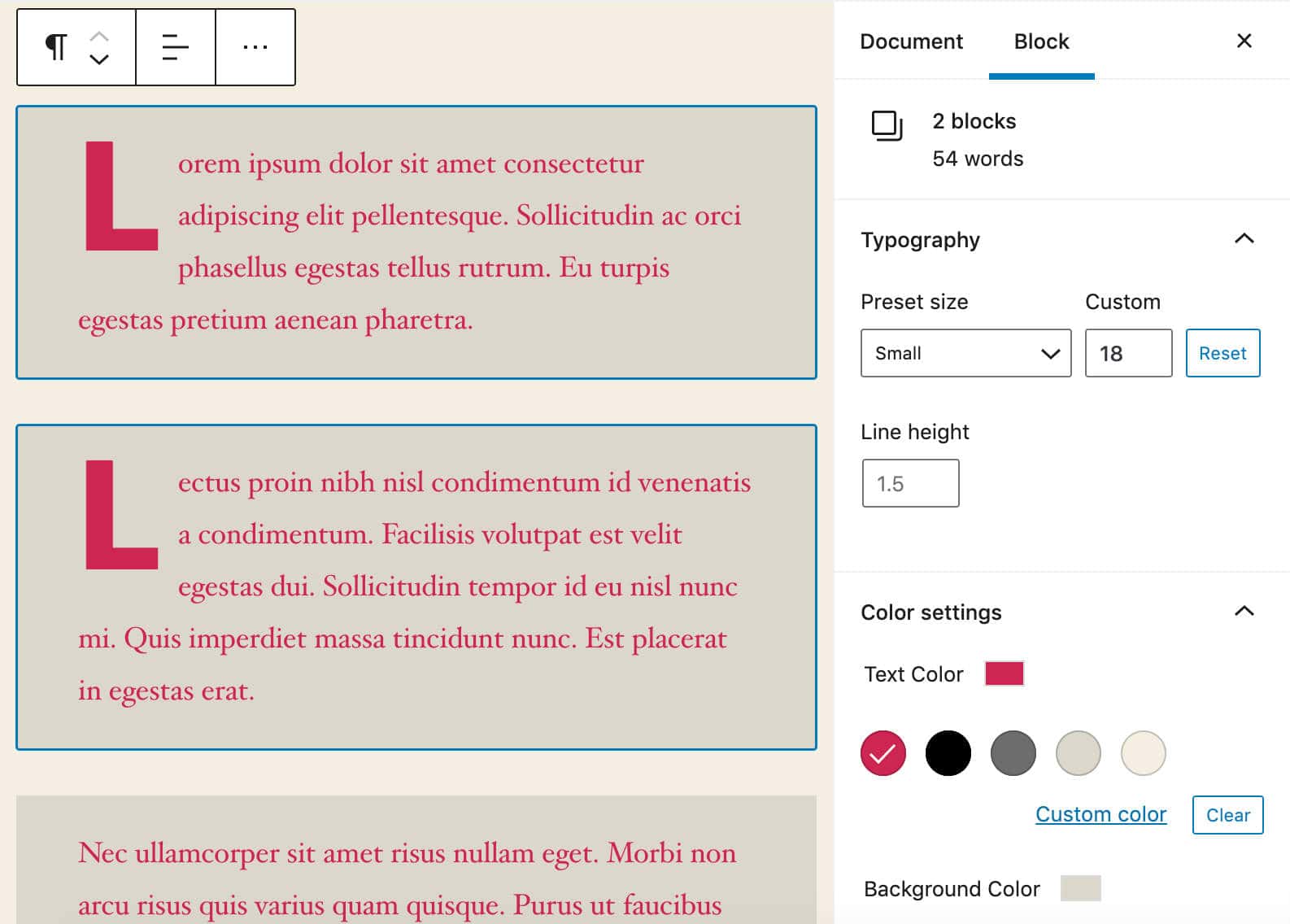 Formateando múltiples bloques en WordPress 5.5