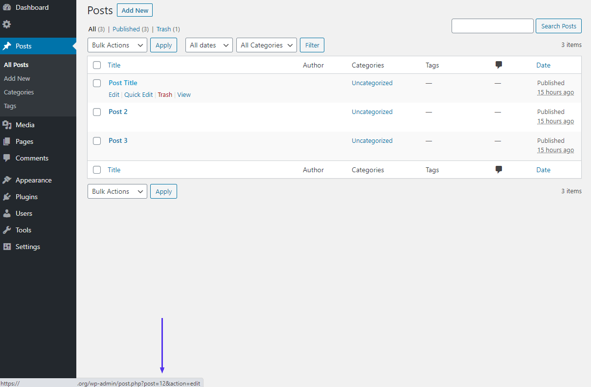 Identificación de la página de WordPress