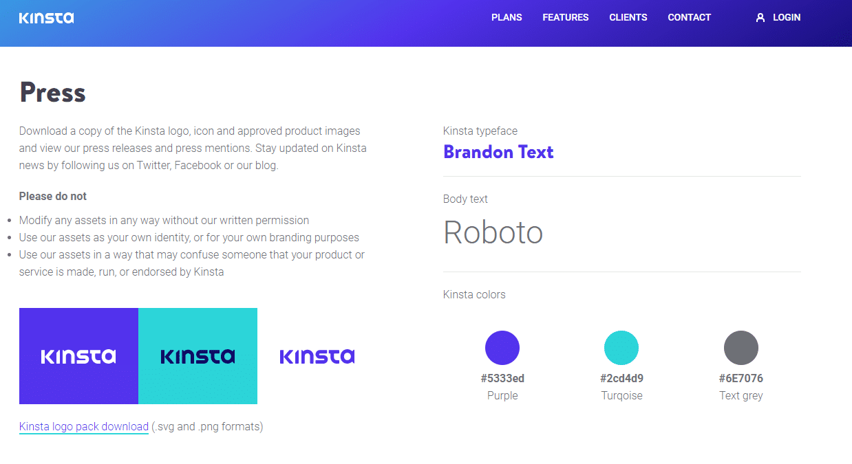 Kit de medios de comunicación Kinsta