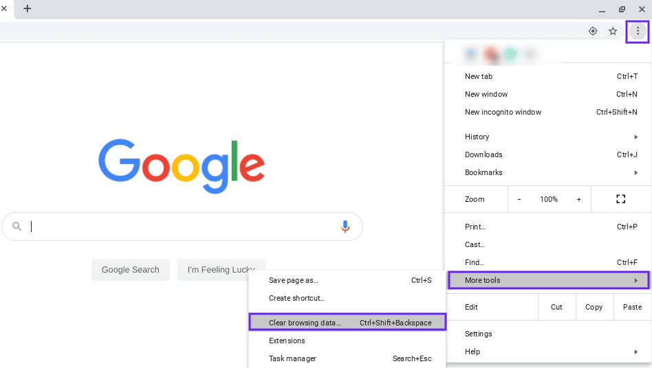Borrar los datos del navegador Chrome