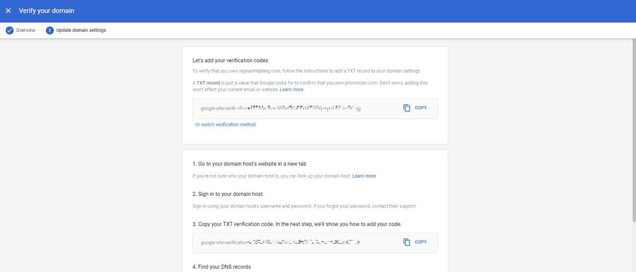 Configuración del registro TXT de Google Workspace