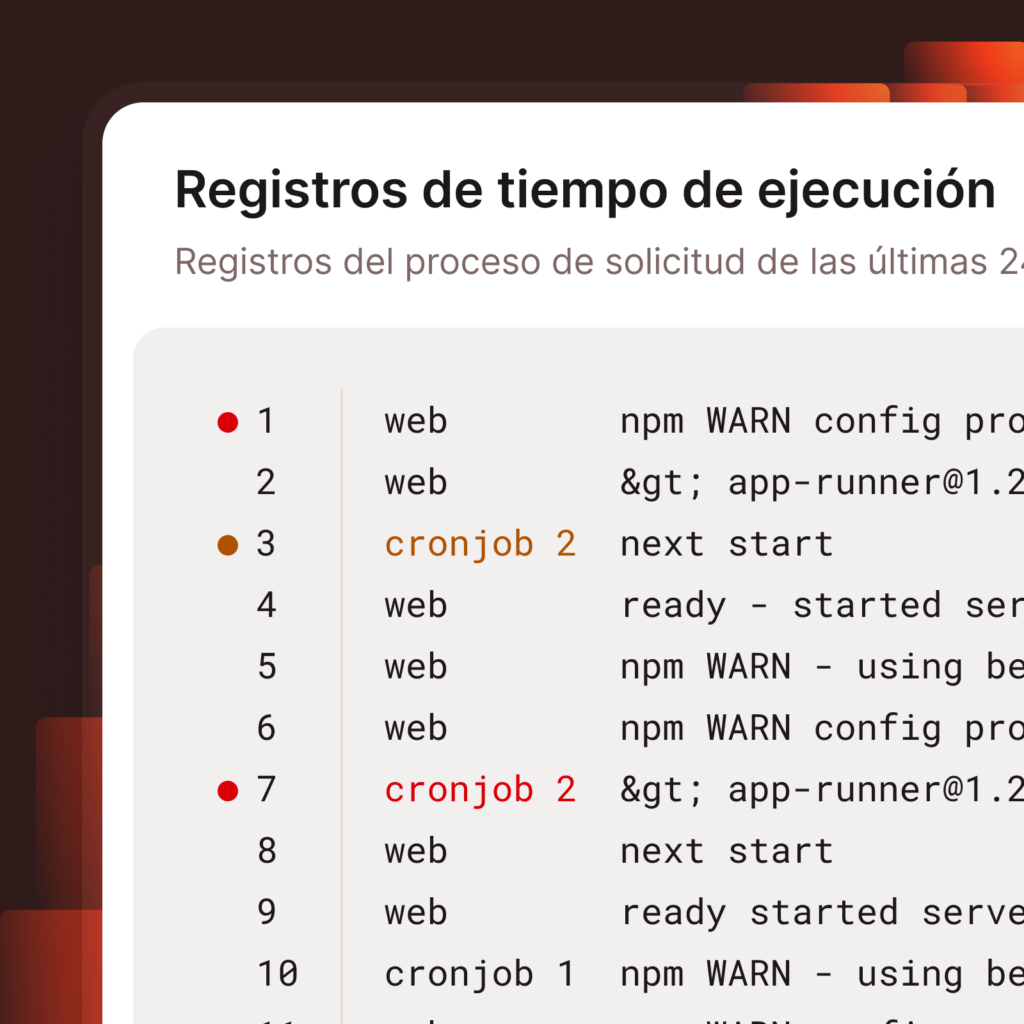 Captura de pantalla de MyKinsta mostrando los registros de ejecución