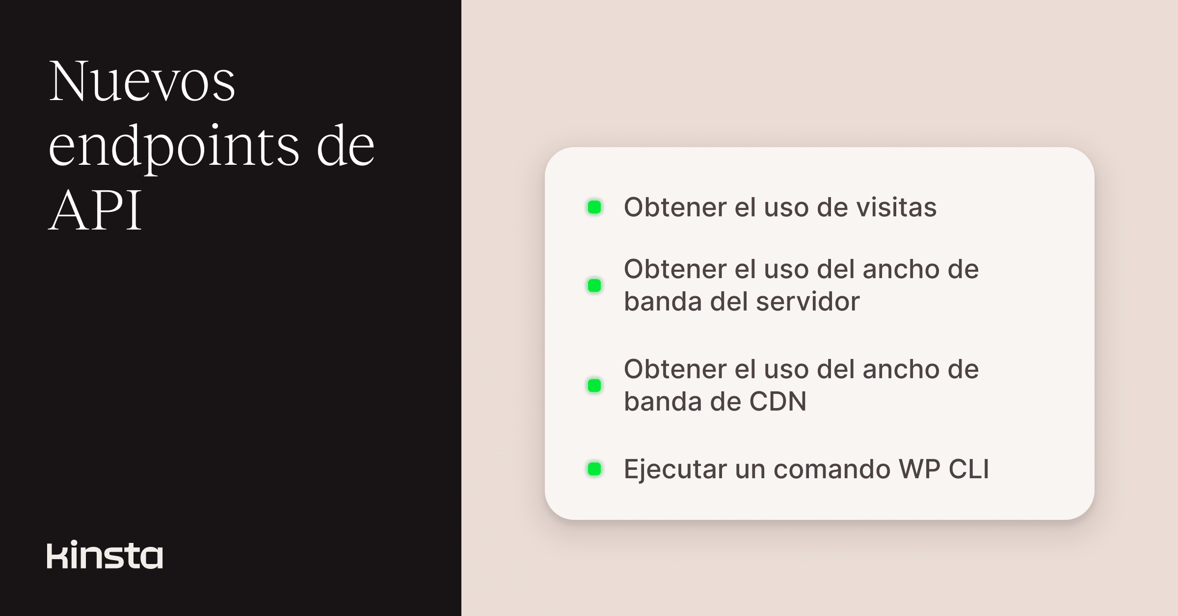 Uso mensual y momandos WP-CLI con la API de Kinsta