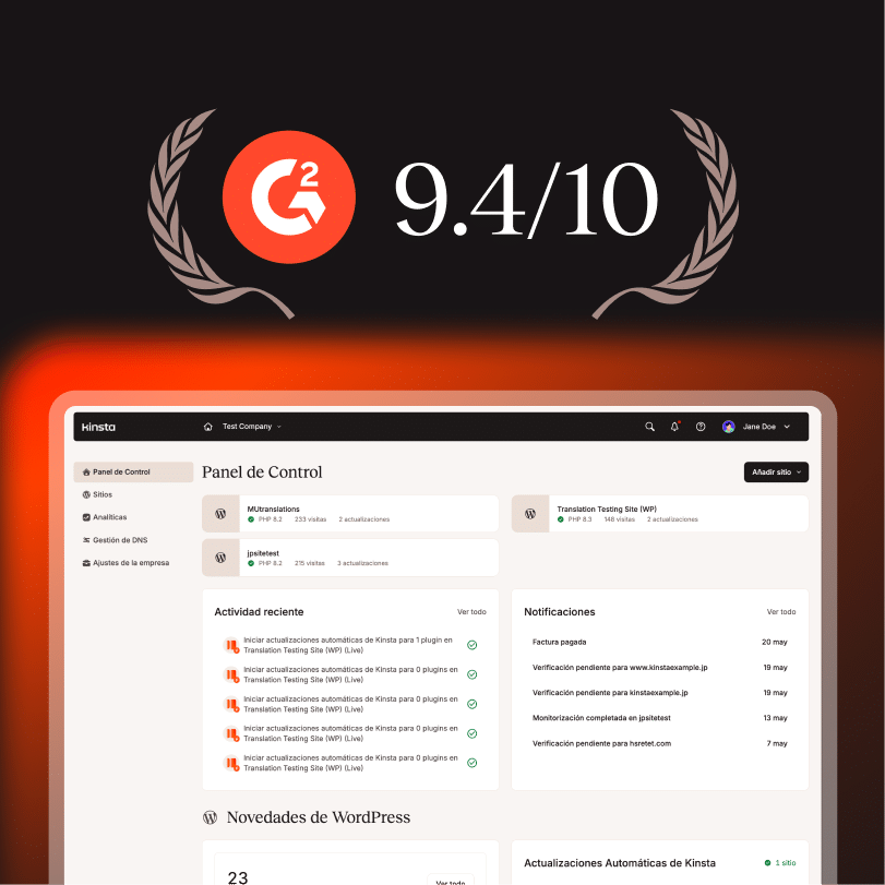 Icono de G2 que muestra la valoración de MyKinsta