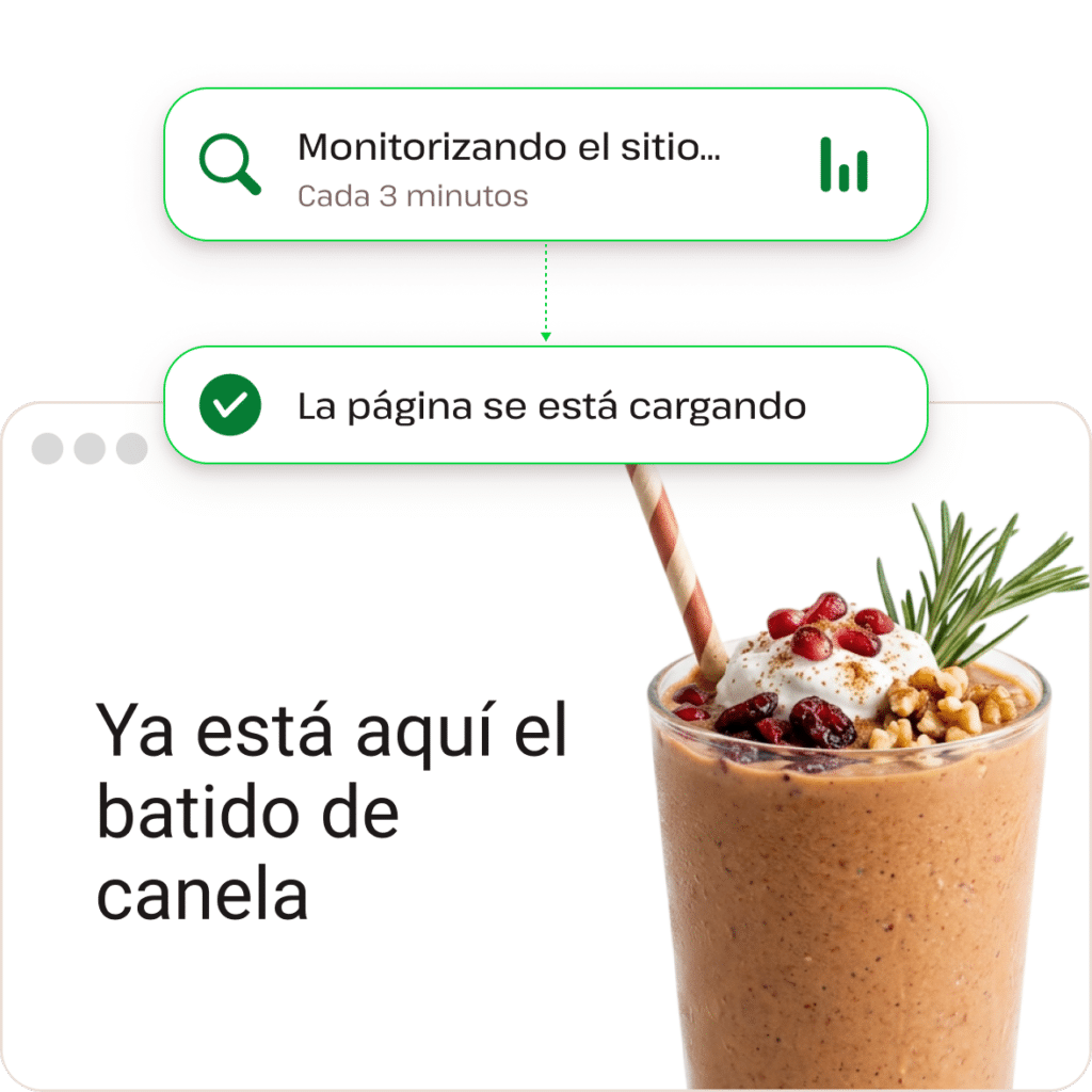 Kinsta ofrece una monitorización proactiva de los sitios web, cada 3 minutos, 480 veces al día