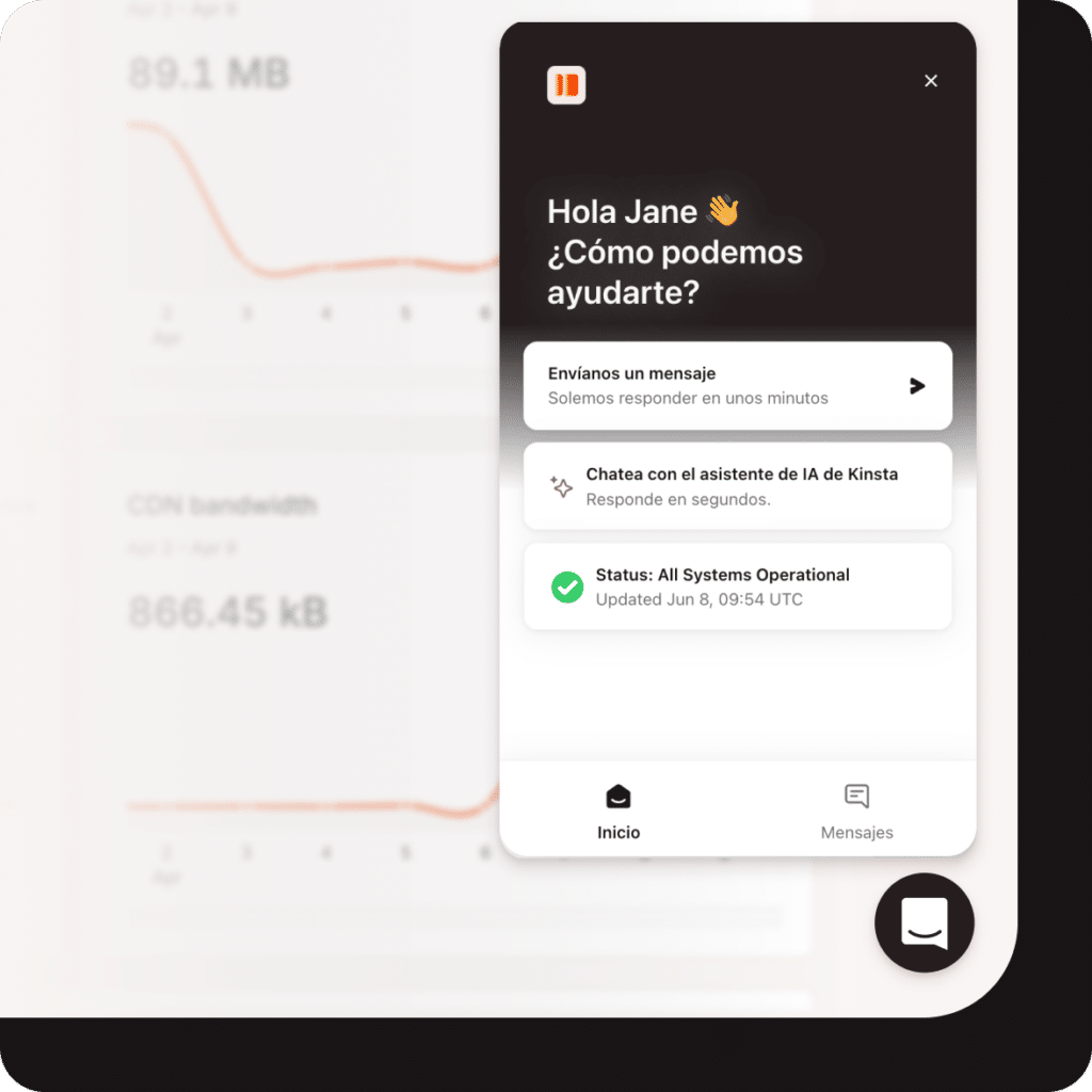 Soporte integrado directamente en MyKinsta