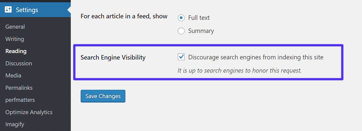 L'indexation est désactivée sur le site de staging