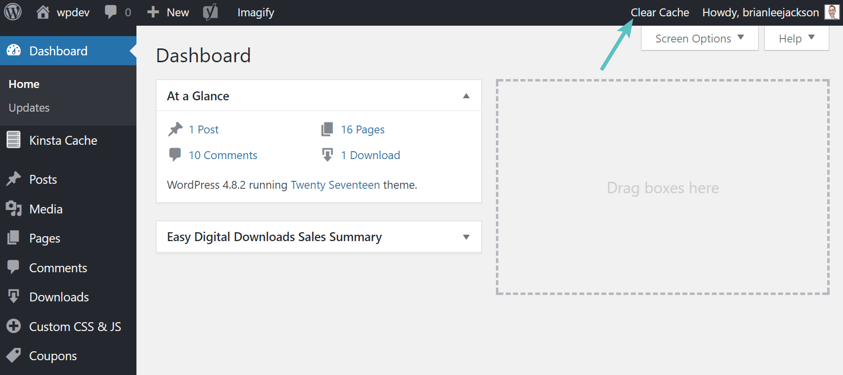 Vider le cache de l'administration WordPress