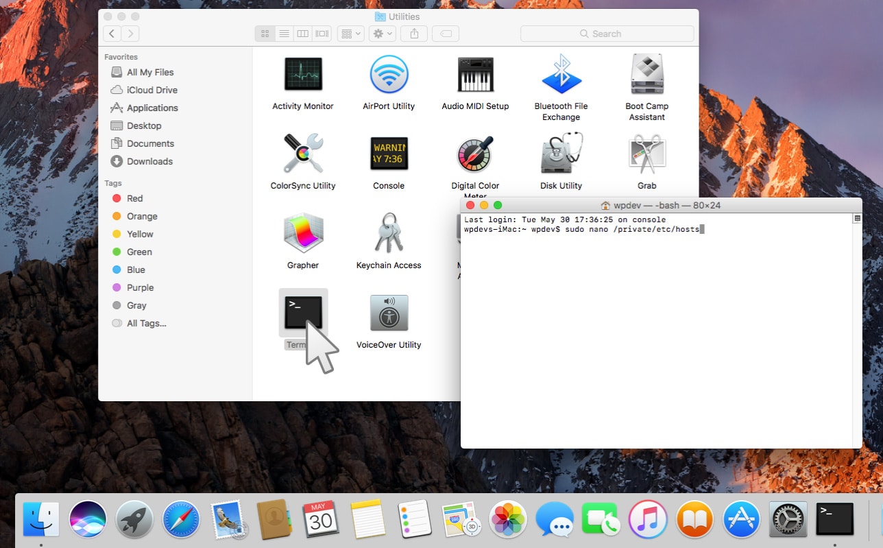 Ouvrir le fichier hosts avec le terminal de Mac