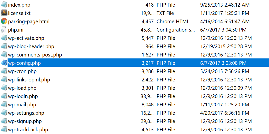 Fichier wp-config.php