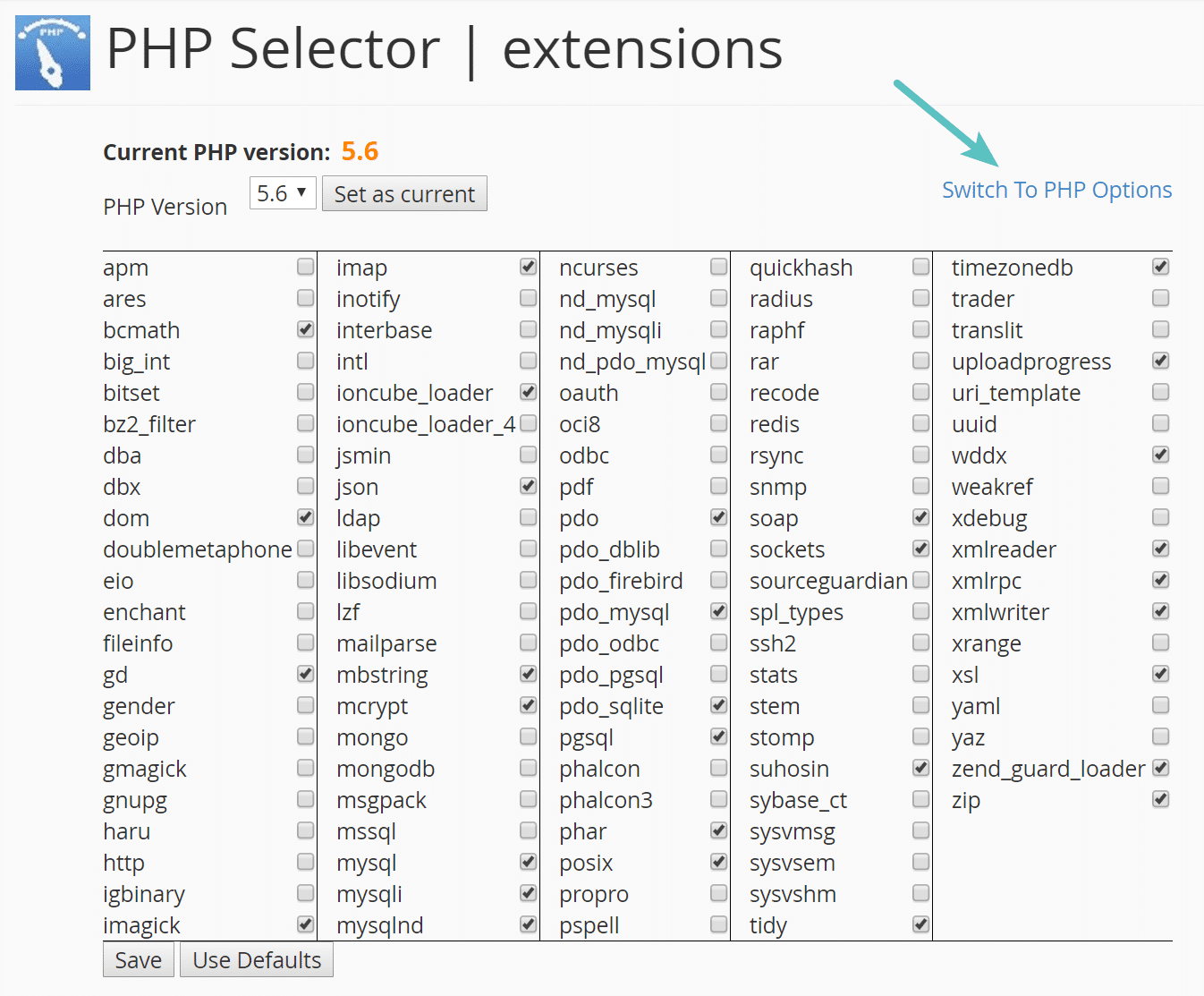 Passer aux options PHP