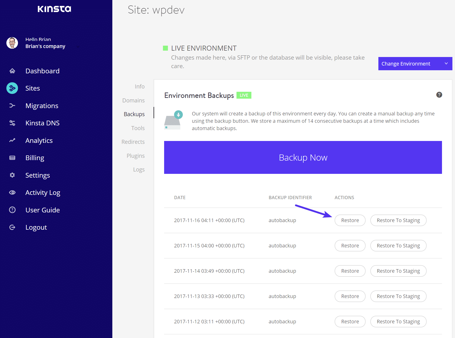 Restaurer le site WordPress à partir d'une sauvegarde