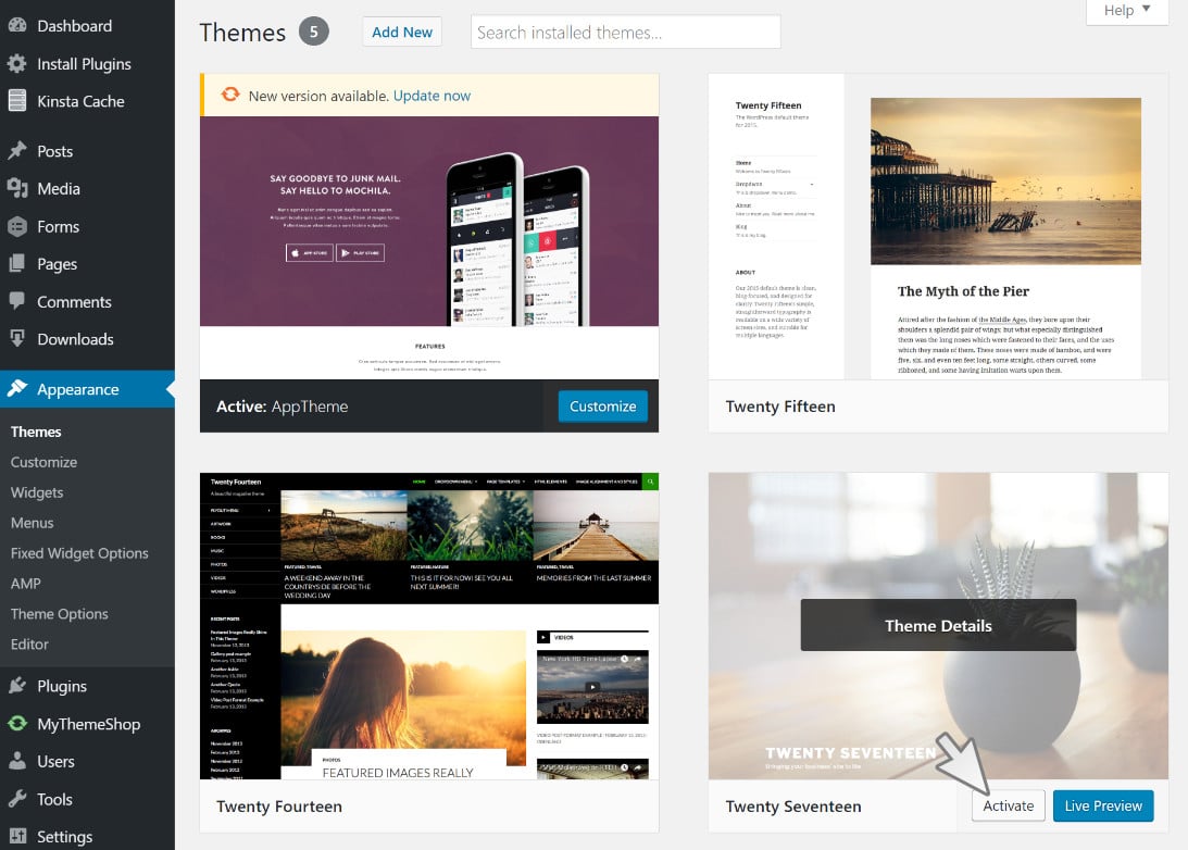 Changer temporairement le thème WordPress
