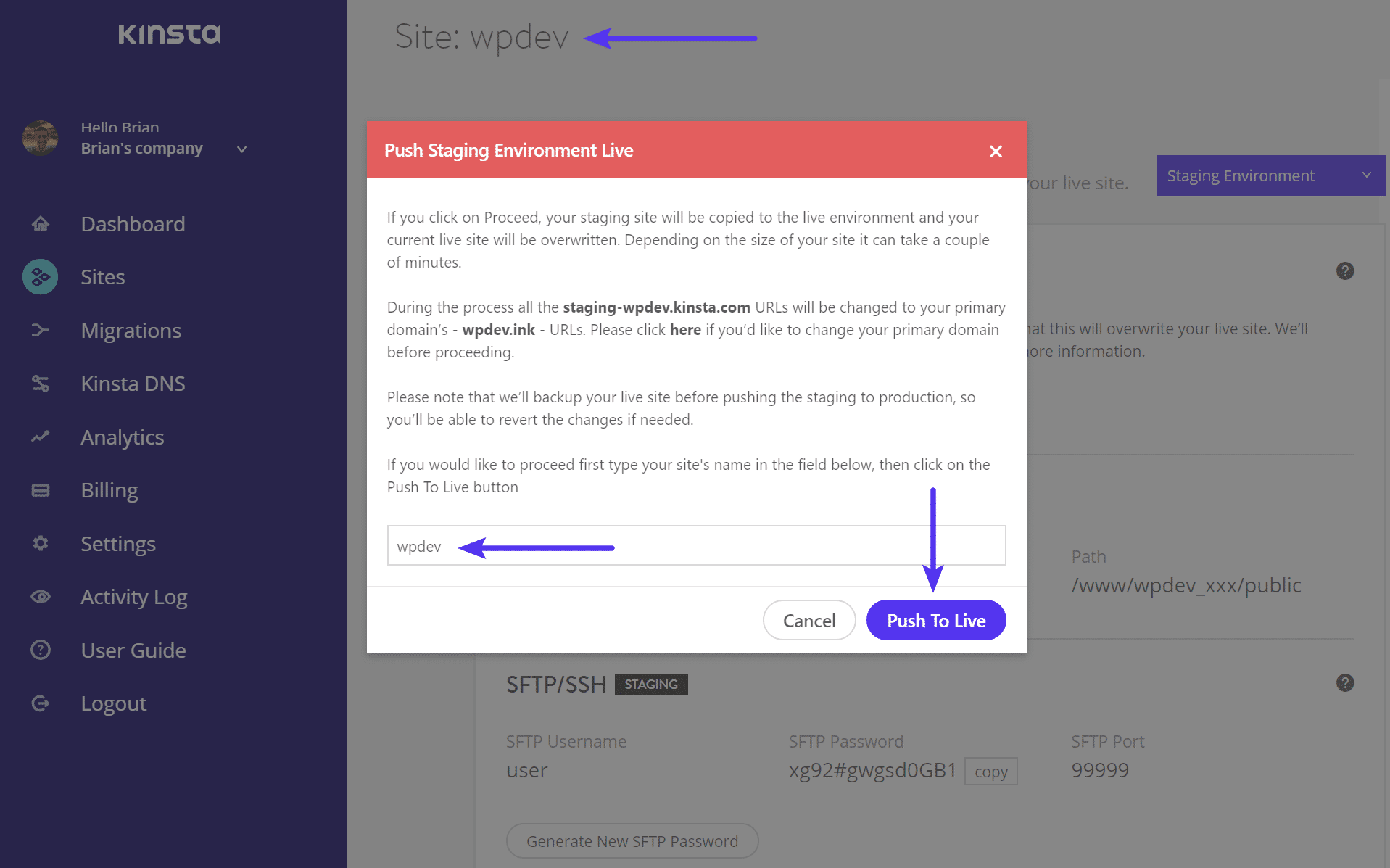 Passer l’environnement de staging en production