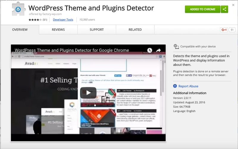 Tema WordPress e detector de plug -in